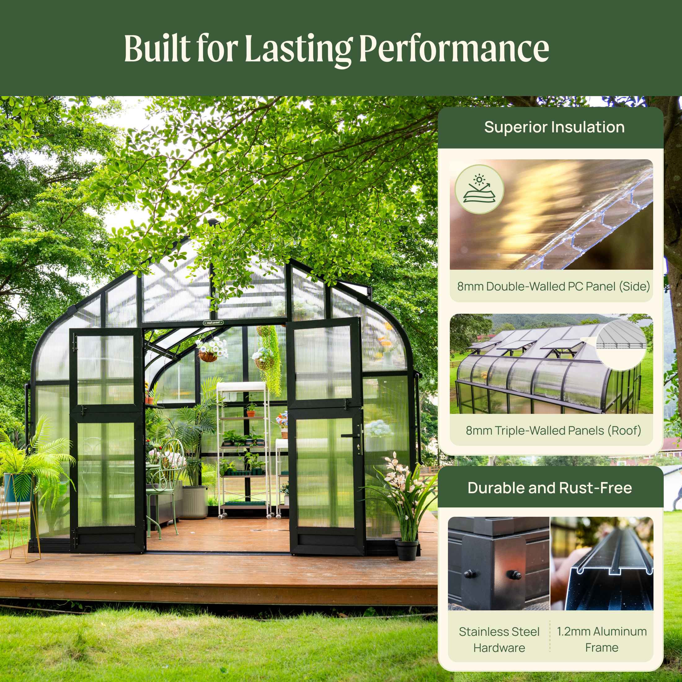 Vego Grand Pacific Greenhouse - 12.5ft Wide - Image 7