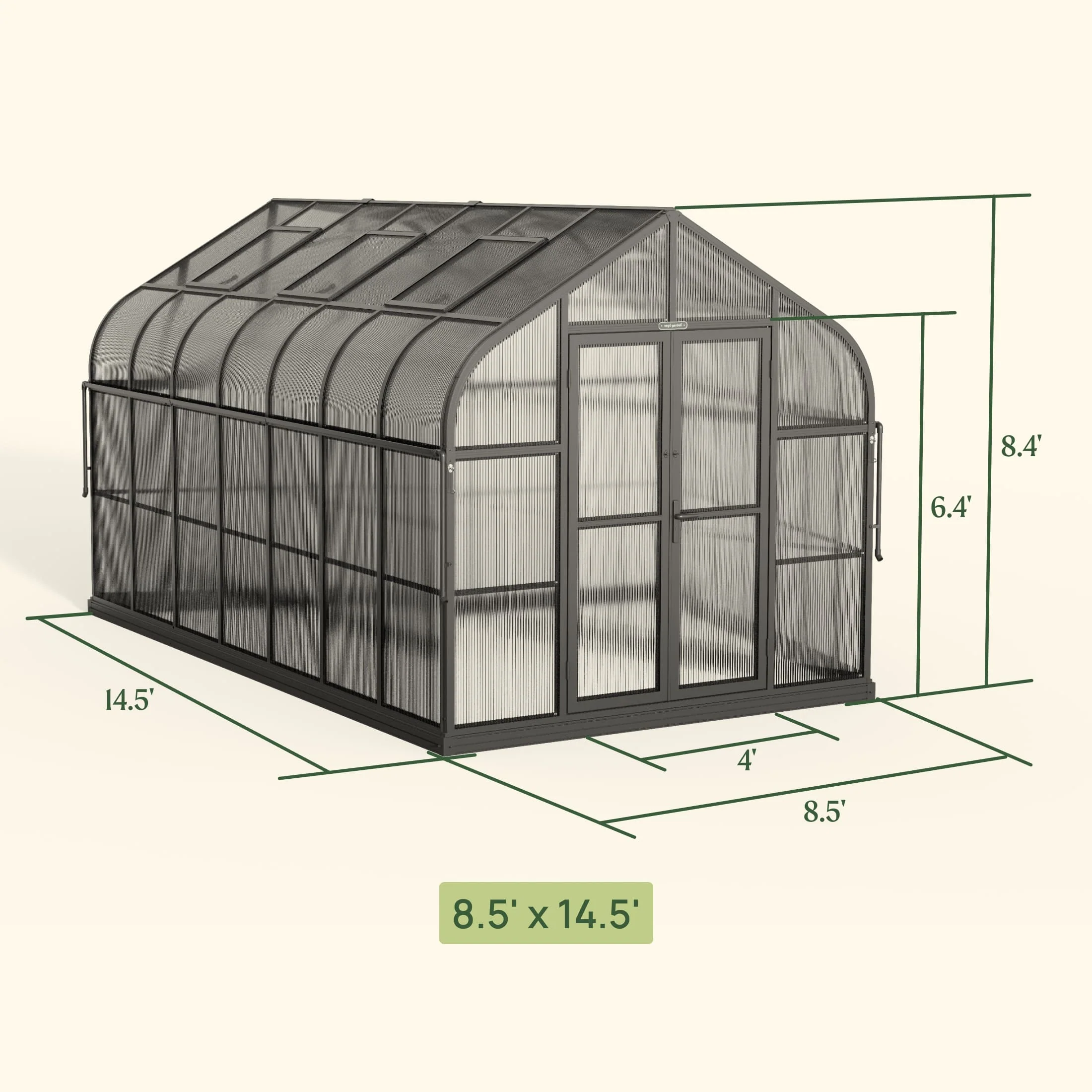 Vego Pacific Greenhouse - 8.5ft Wide - Image 5