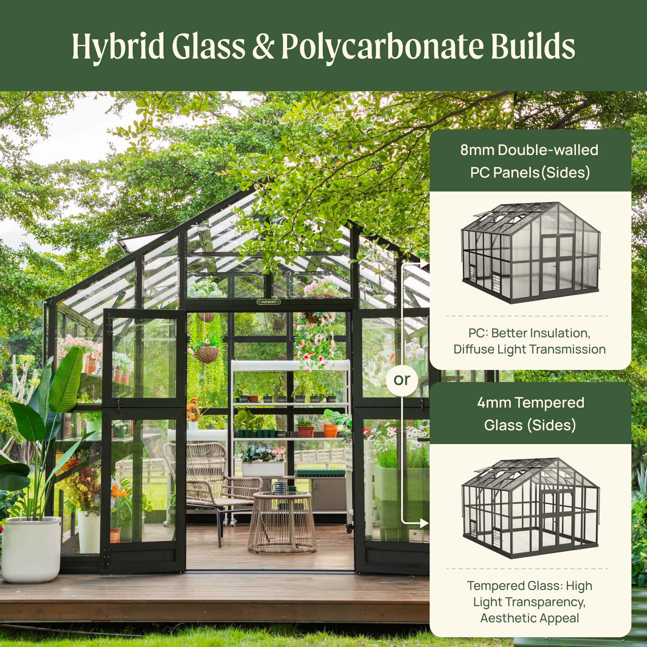 Vego Victorian Greenhouse - 10.5ft Wide - Image 10