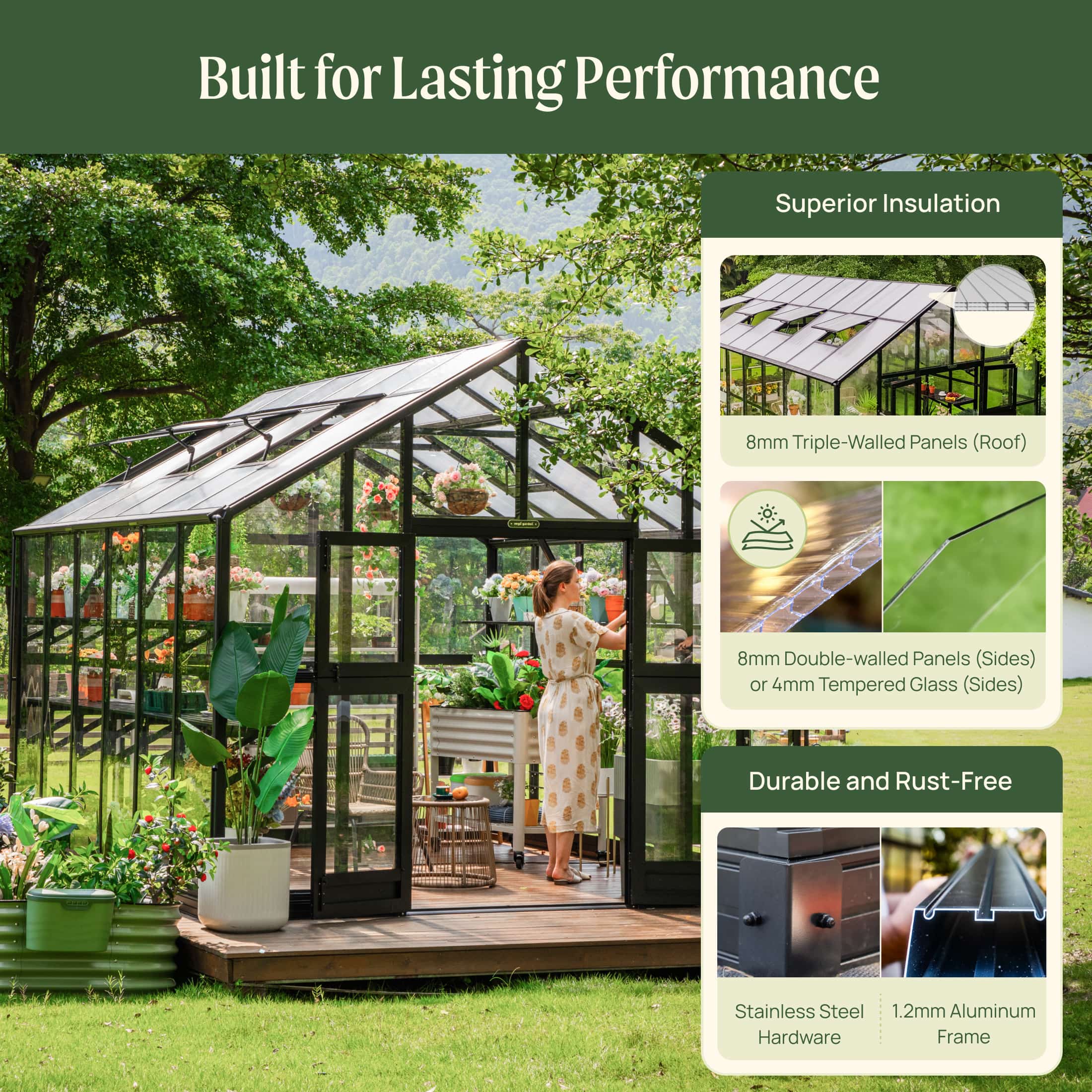 Vego Victorian Greenhouse - 10.5ft Wide - Image 11