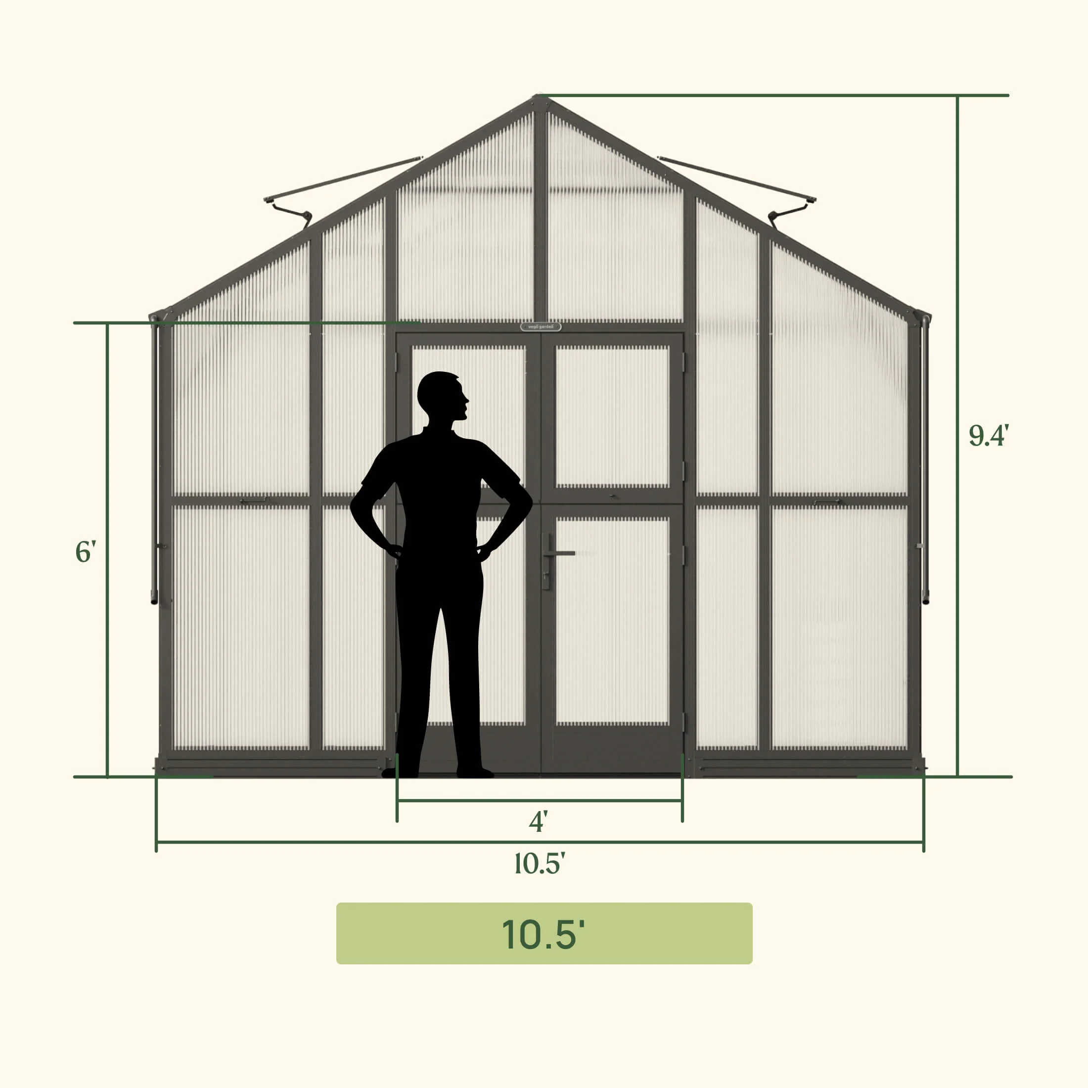 Vego Victorian Greenhouse - 10.5ft Wide - Image 19