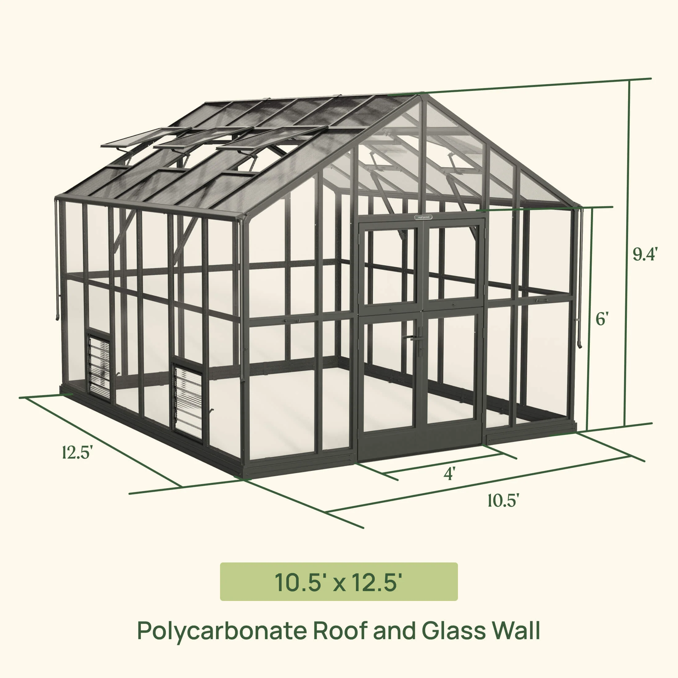 Vego Victorian Greenhouse - 10.5ft Wide - Image 3