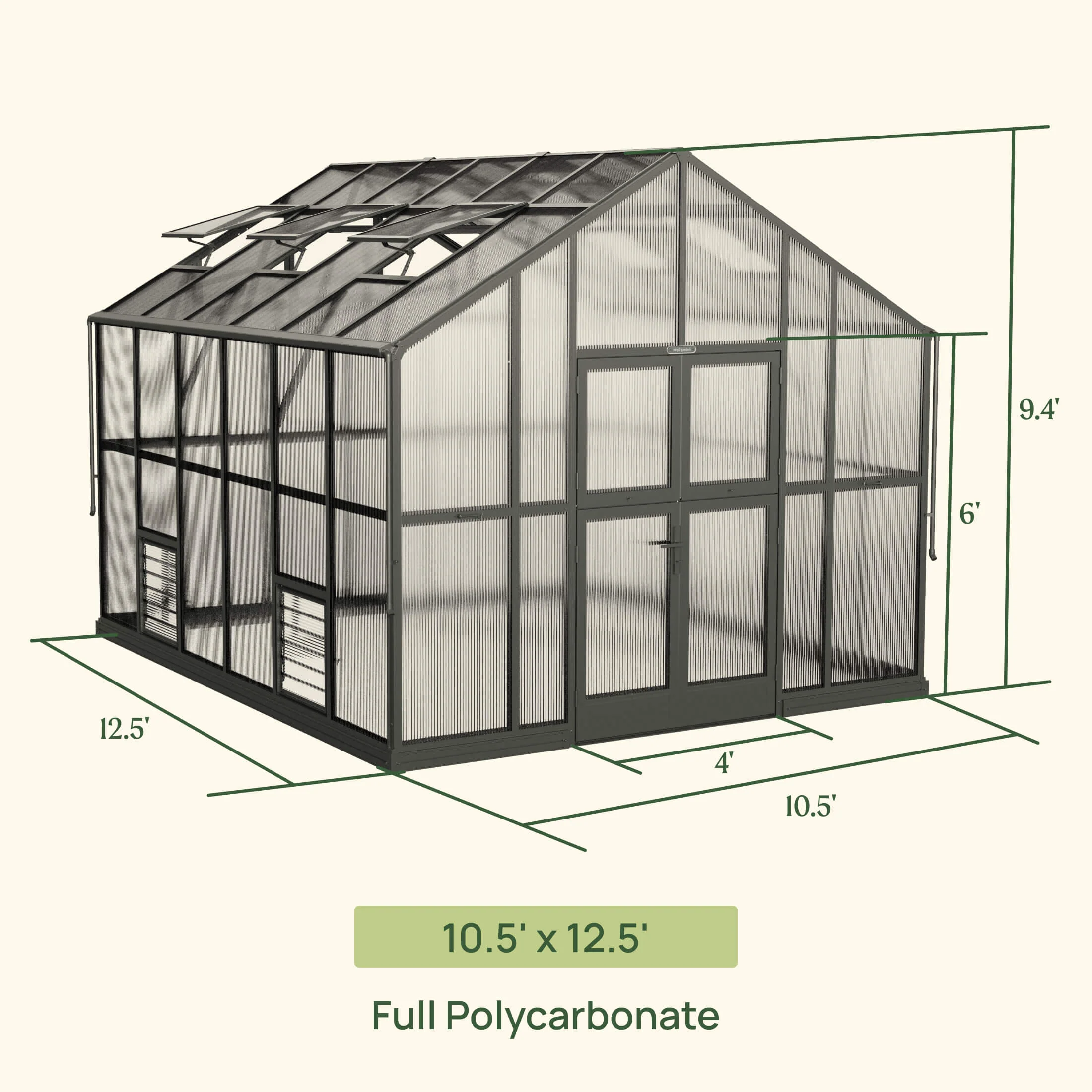 Vego Victorian Greenhouse - 10.5ft Wide - Image 4