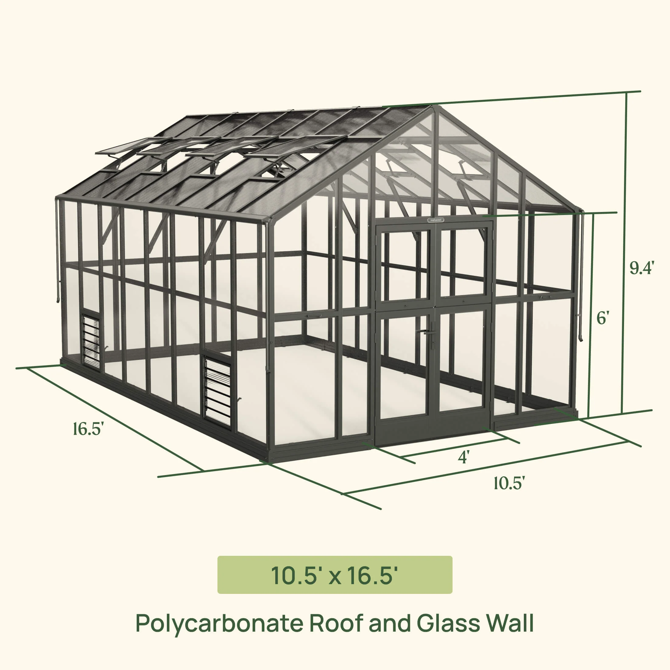 Vego Victorian Greenhouse - 10.5ft Wide - Image 5