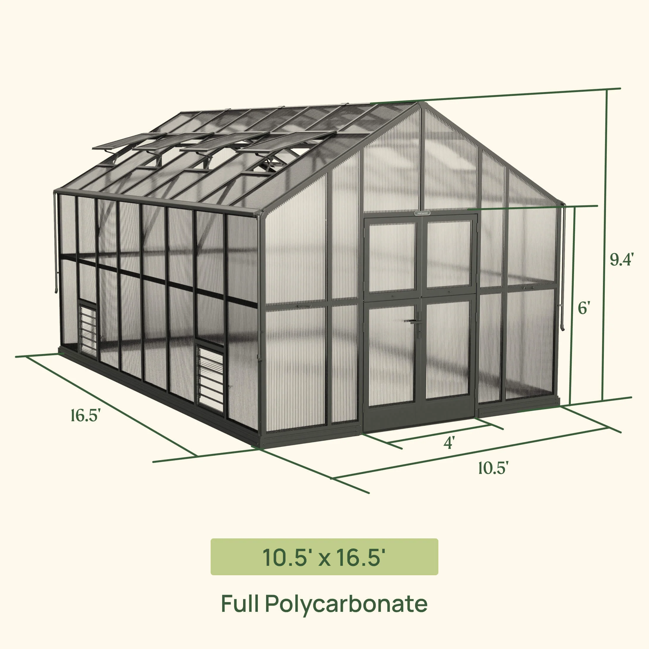 Vego Victorian Greenhouse - 10.5ft Wide - Image 6