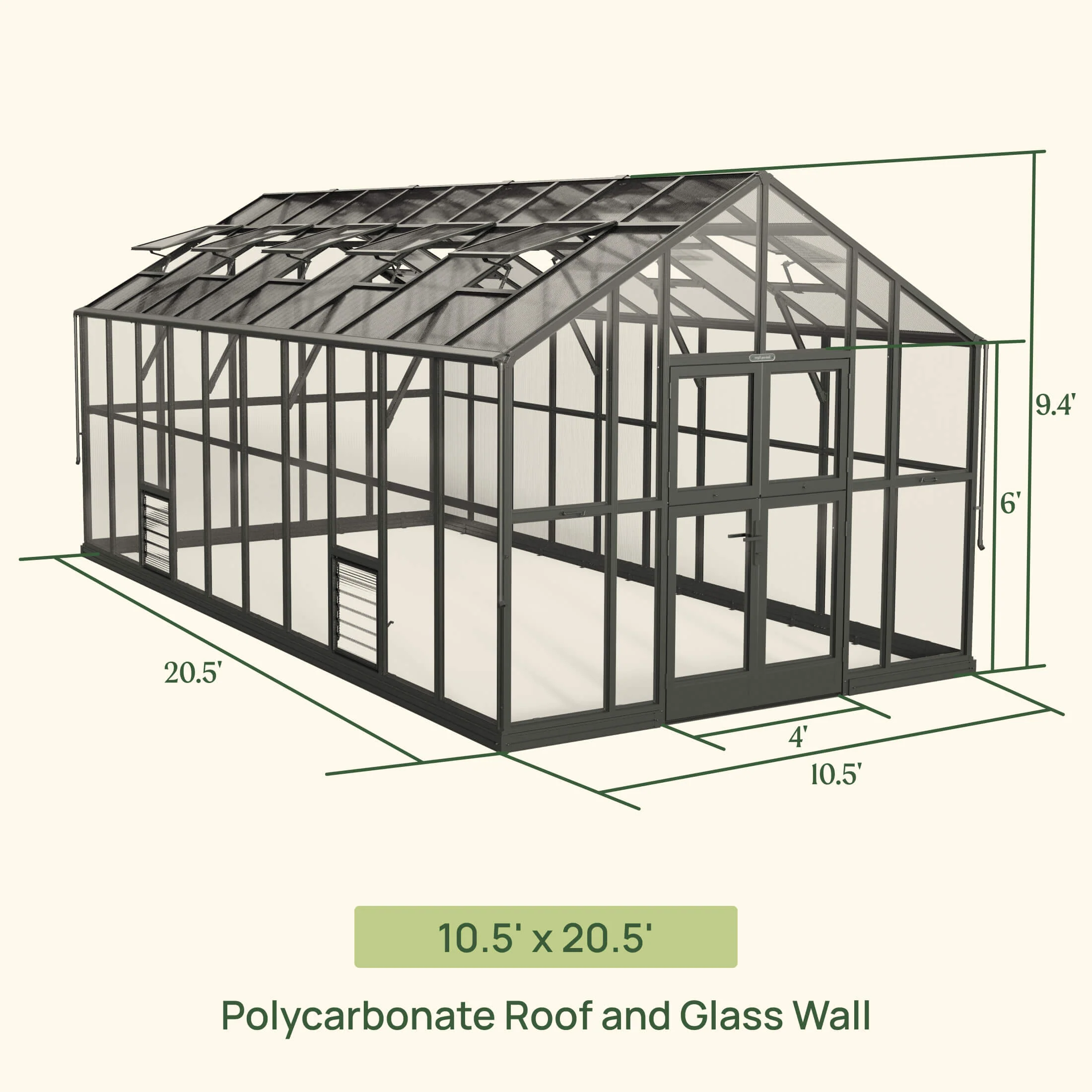 Vego Victorian Greenhouse - 10.5ft Wide - Image 7