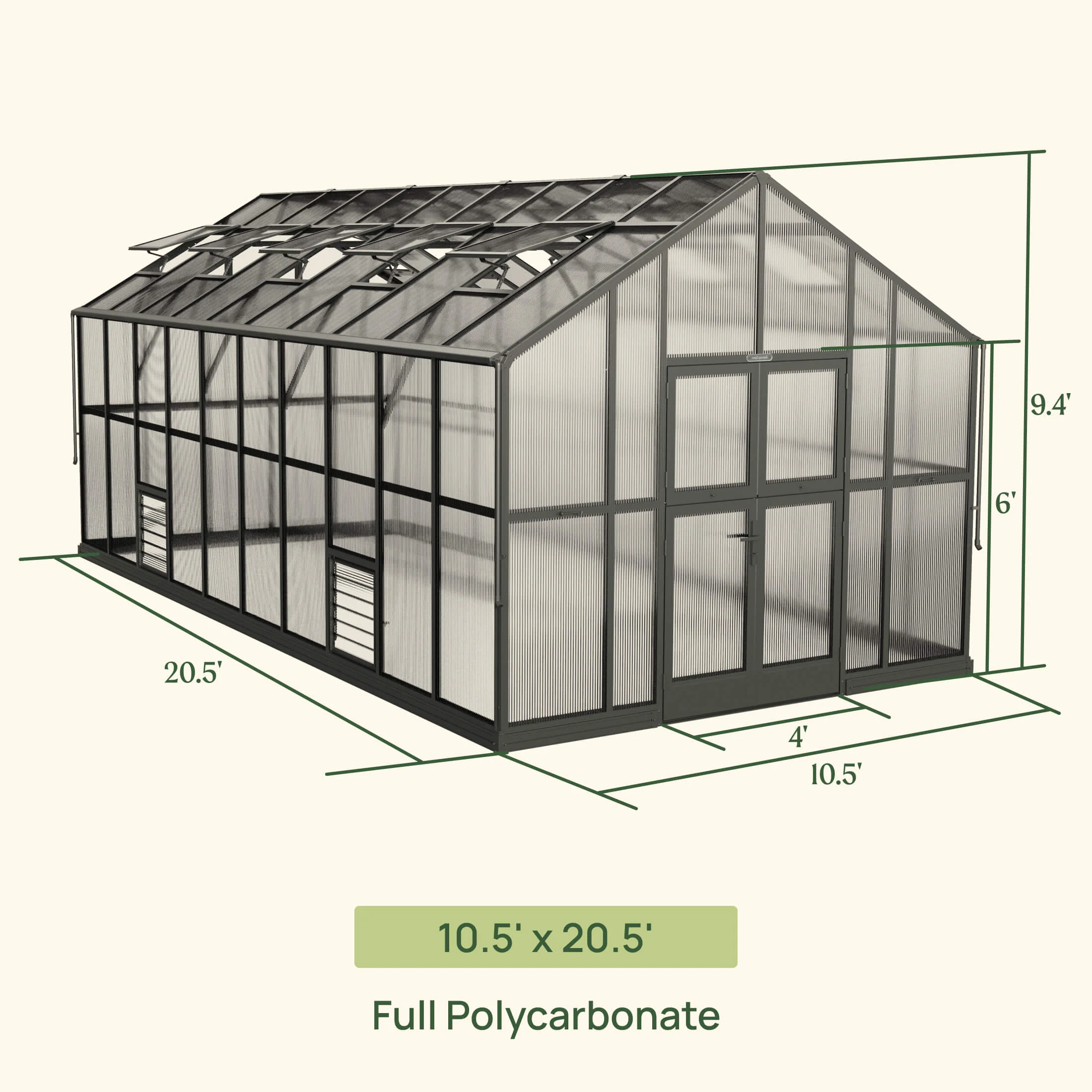 Vego Victorian Greenhouse - 10.5ft Wide - Image 8