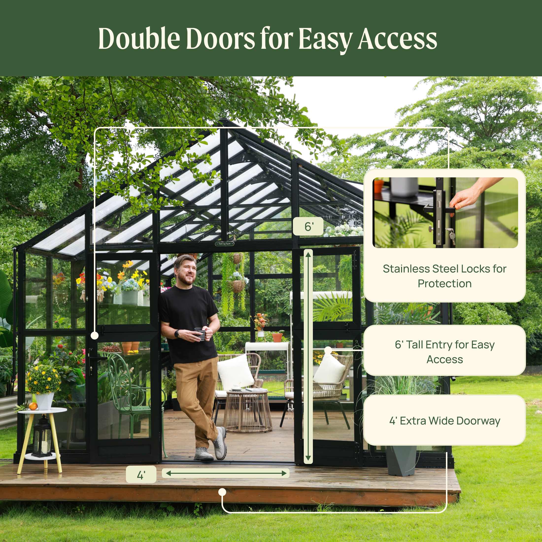 Vego Grand Victorian Greenhouse - 12.5ft Wide - Image 14