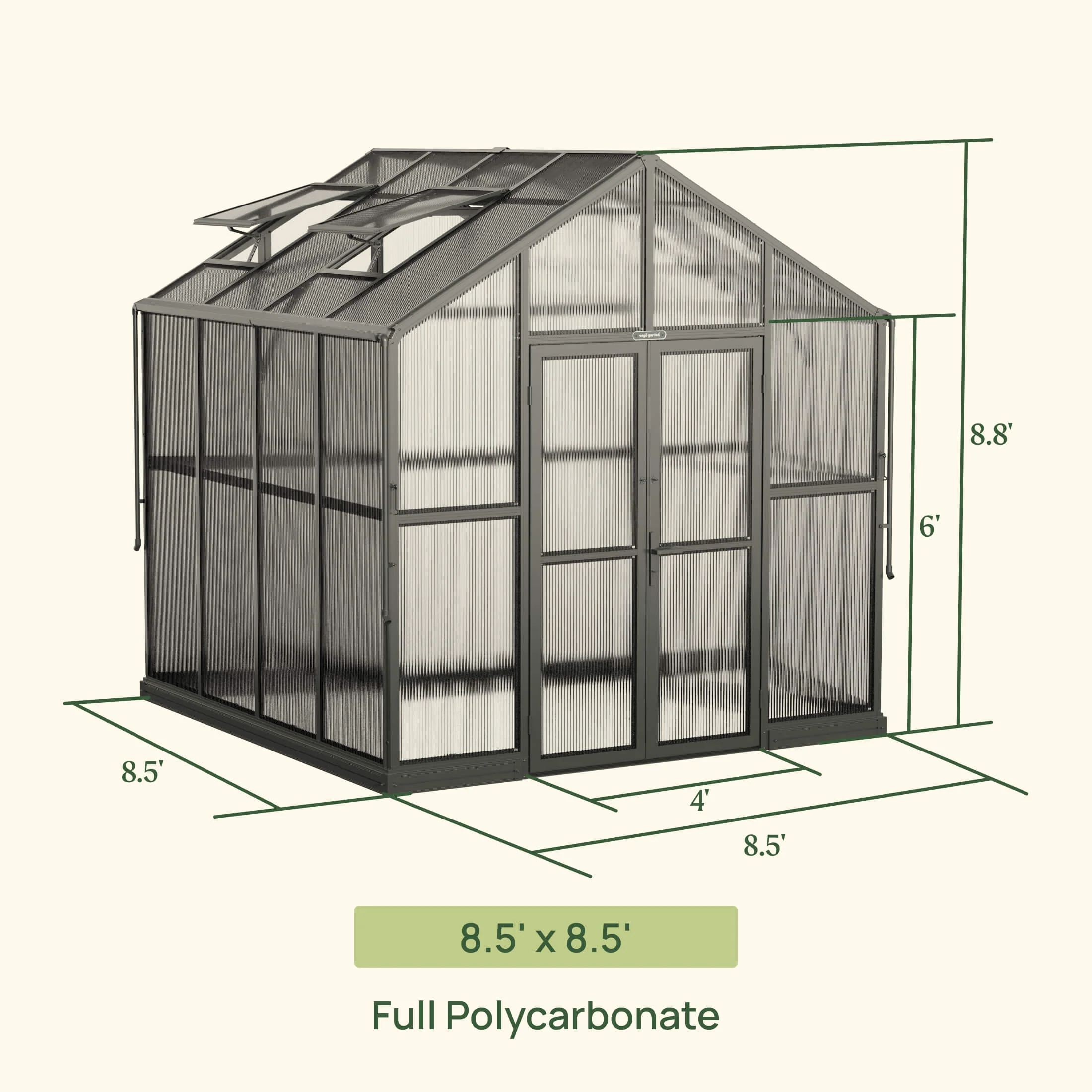 Vego Victorian Greenhouse - 8.5ft Wide - Image 10