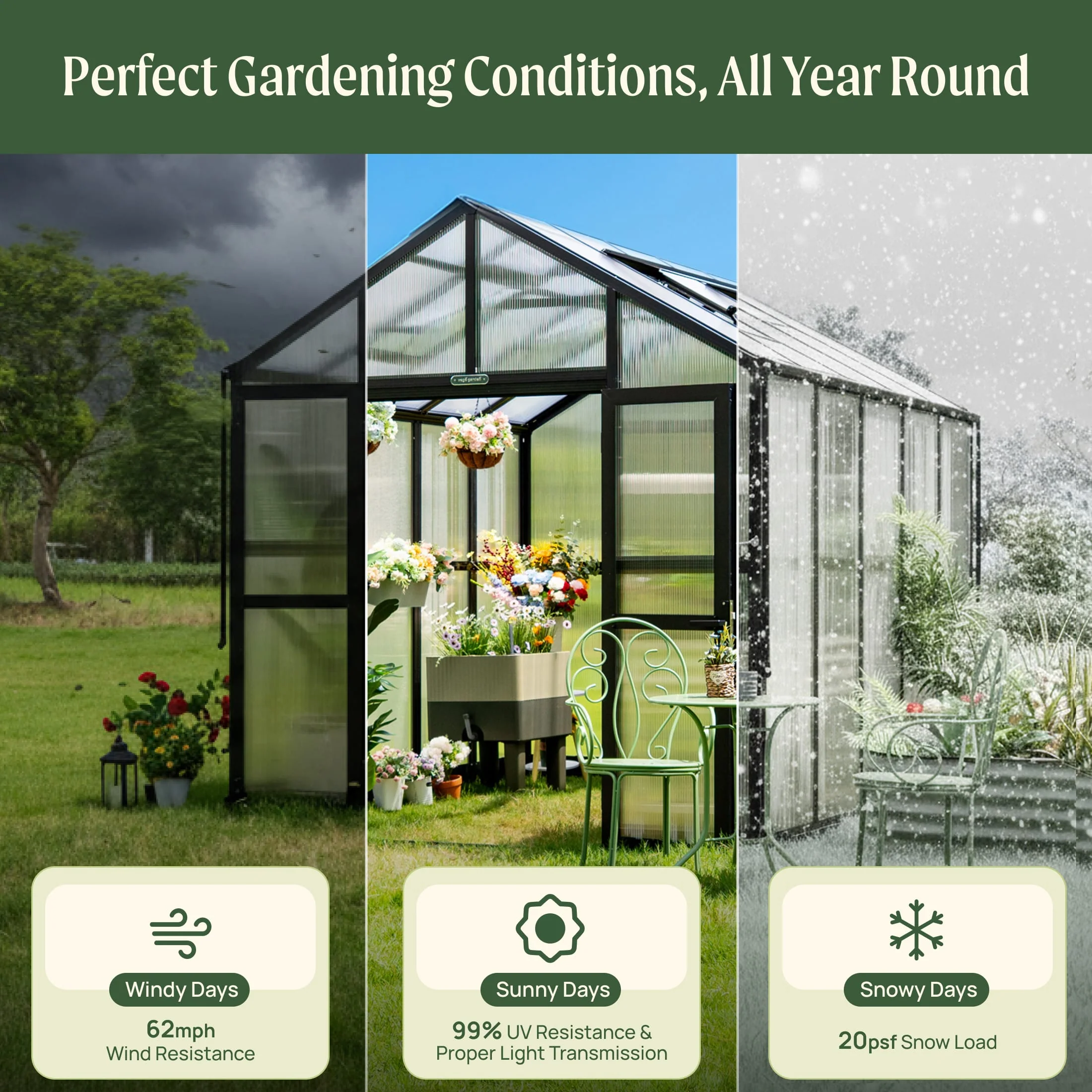 Vego Victorian Greenhouse - 8.5ft Wide - Image 11