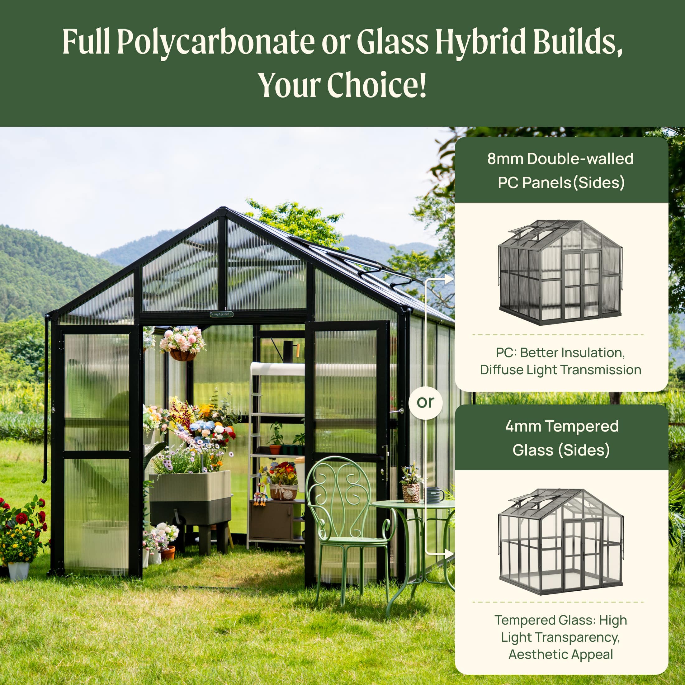 Vego Victorian Greenhouse - 8.5ft Wide - Image 12