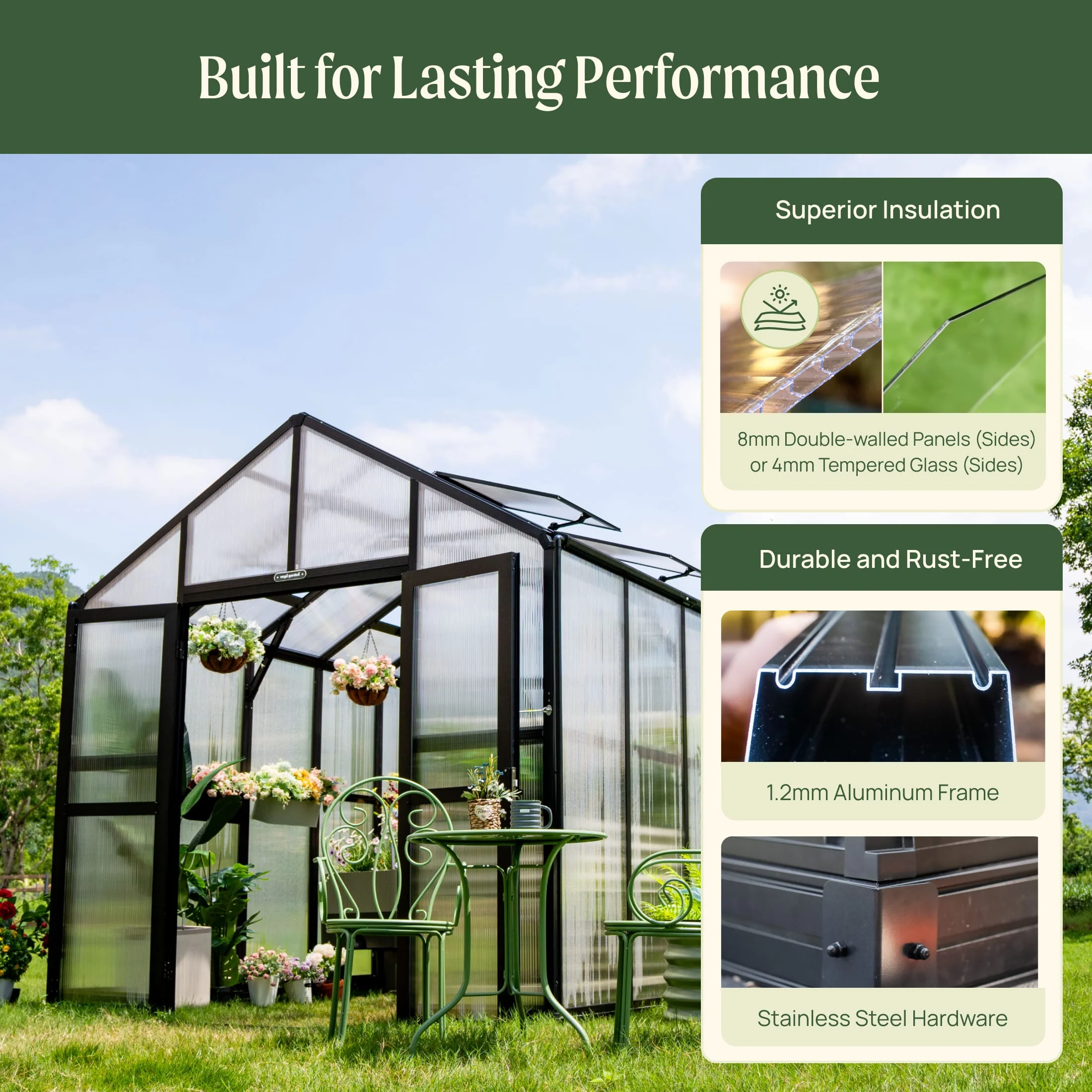 Vego Victorian Greenhouse - 8.5ft Wide - Image 13