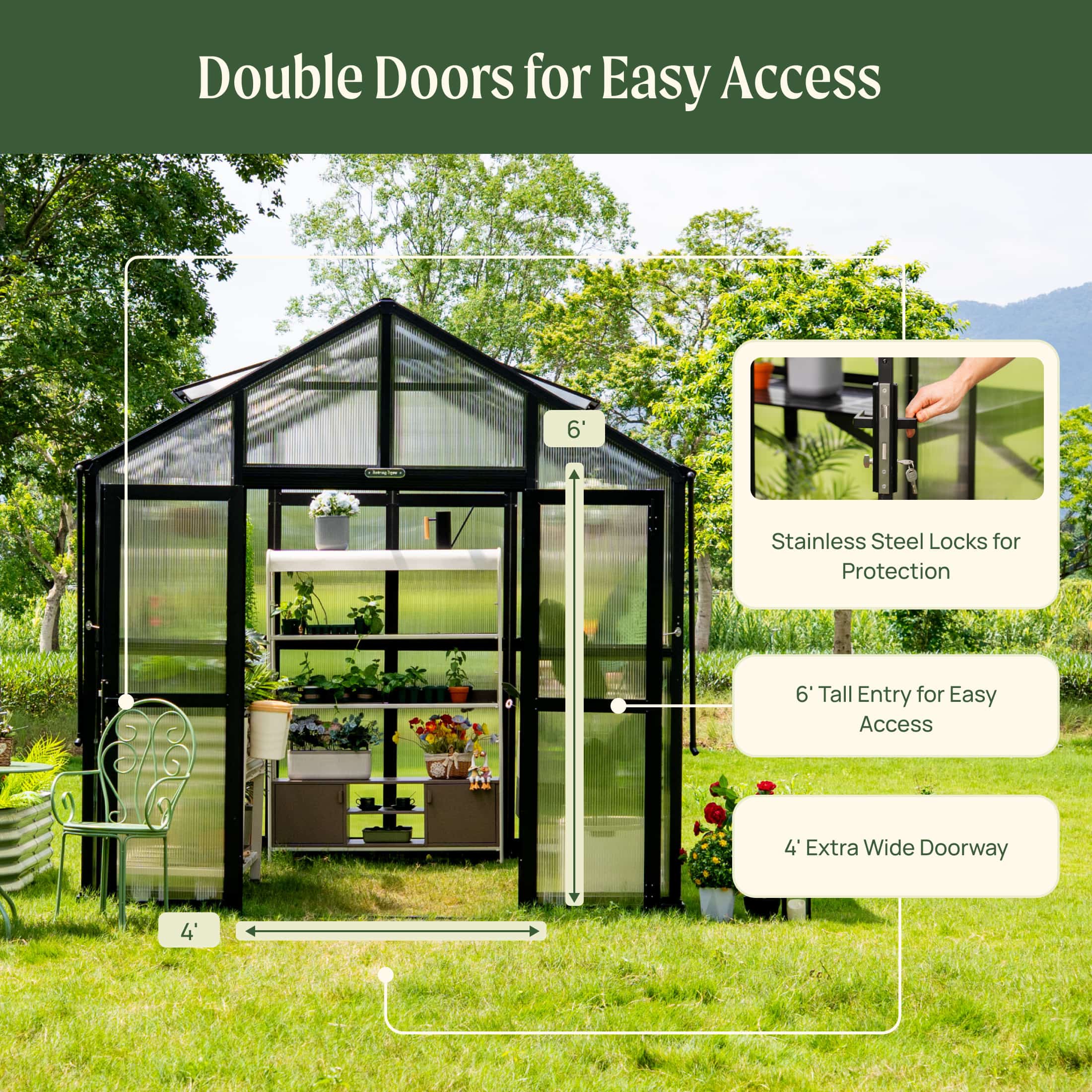 Vego Victorian Greenhouse - 8.5ft Wide - Image 16