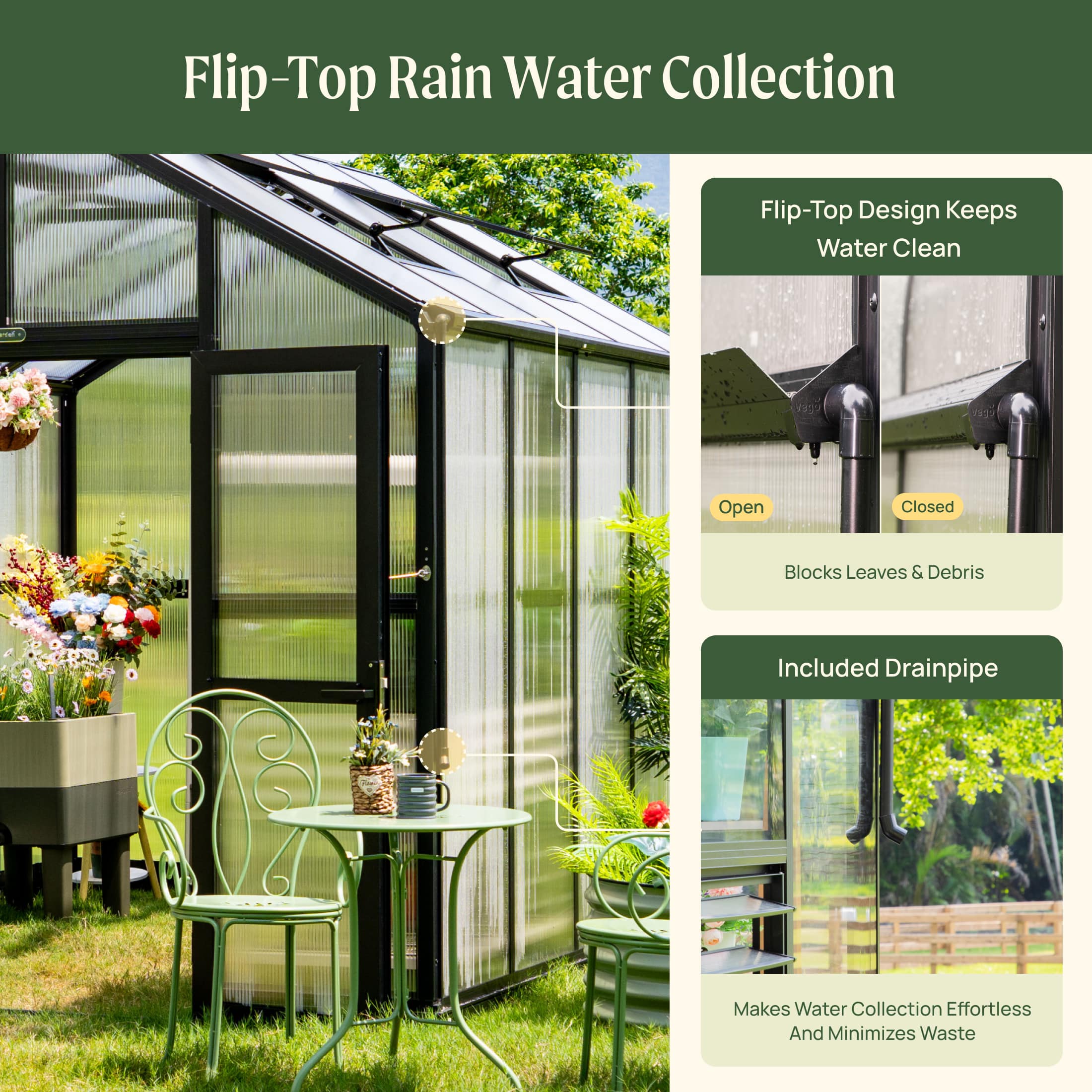 Vego Victorian Greenhouse - 8.5ft Wide - Image 18