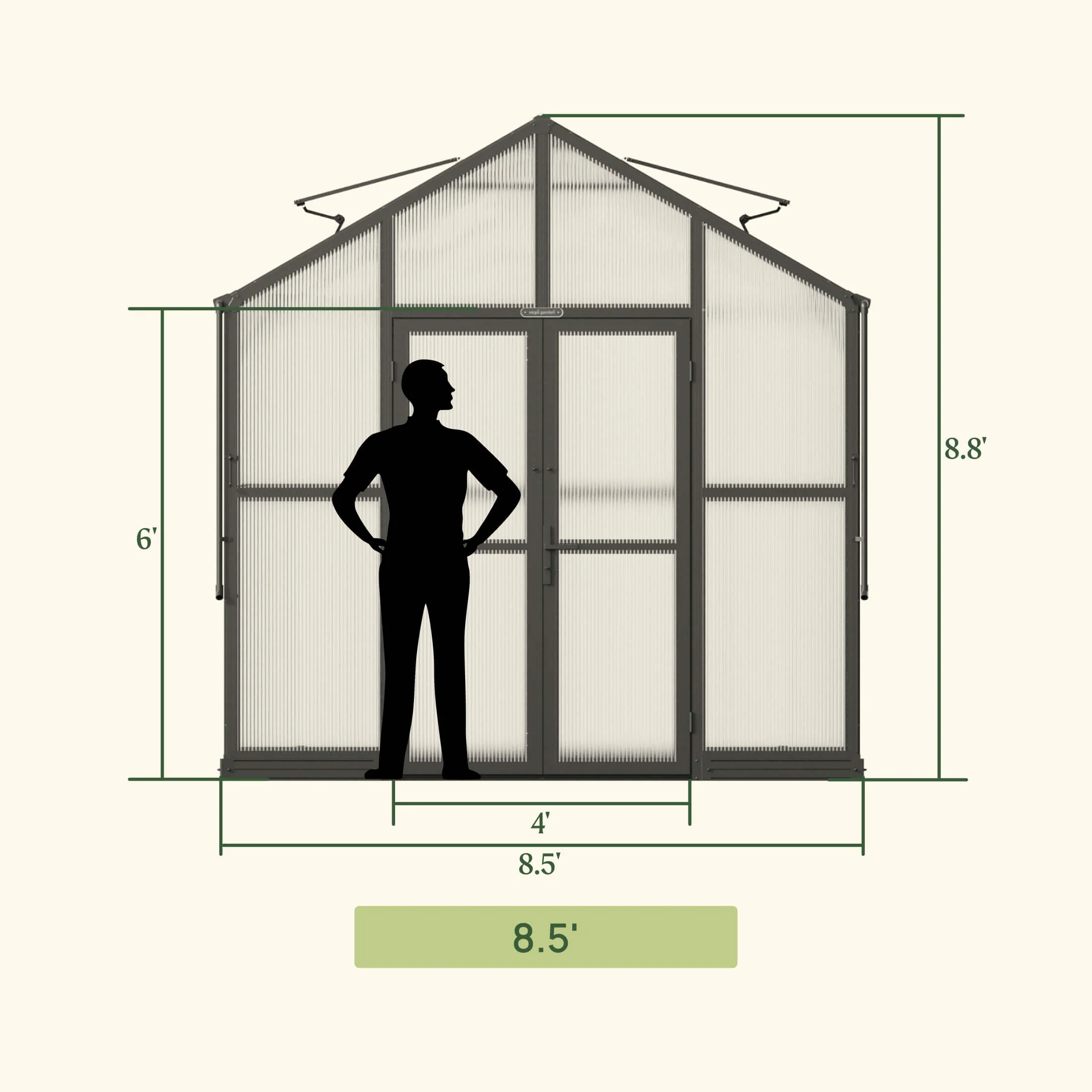 Vego Victorian Greenhouse - 8.5ft Wide - Image 20