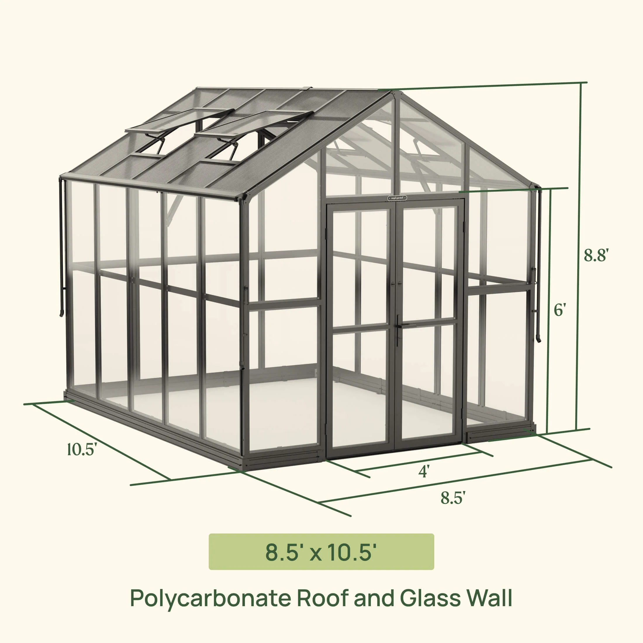 Vego Victorian Greenhouse - 8.5ft Wide - Image 3