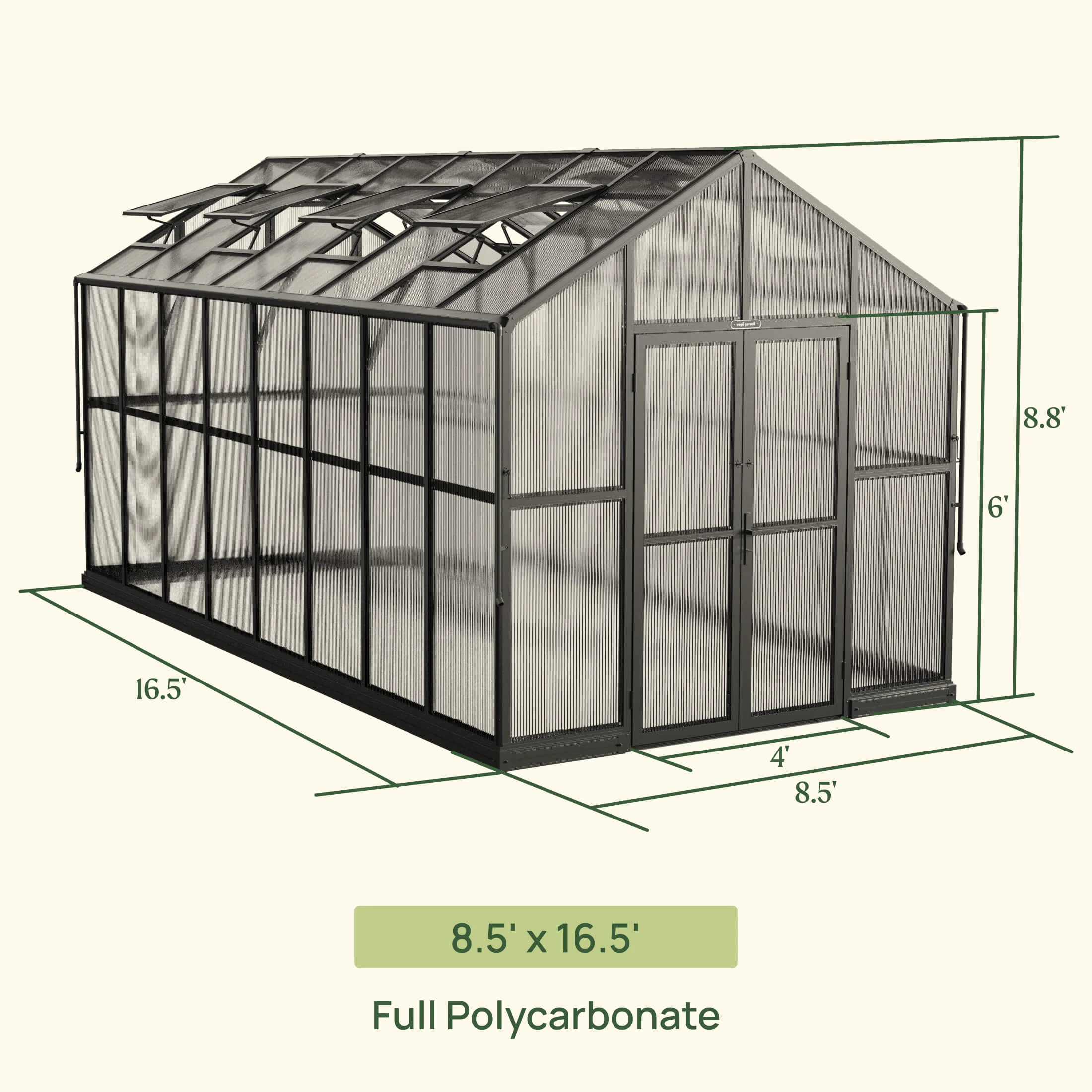 Vego Victorian Greenhouse - 8.5ft Wide - Image 4