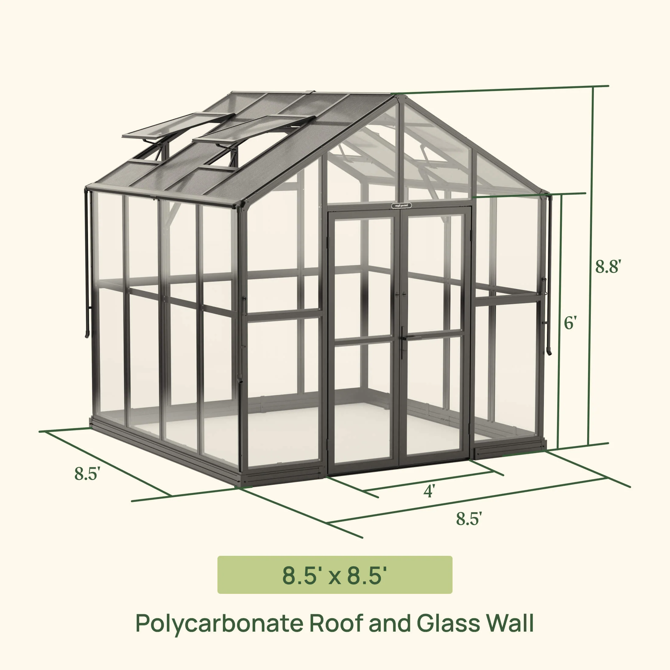 Vego Victorian Greenhouse - 8.5ft Wide - Image 5