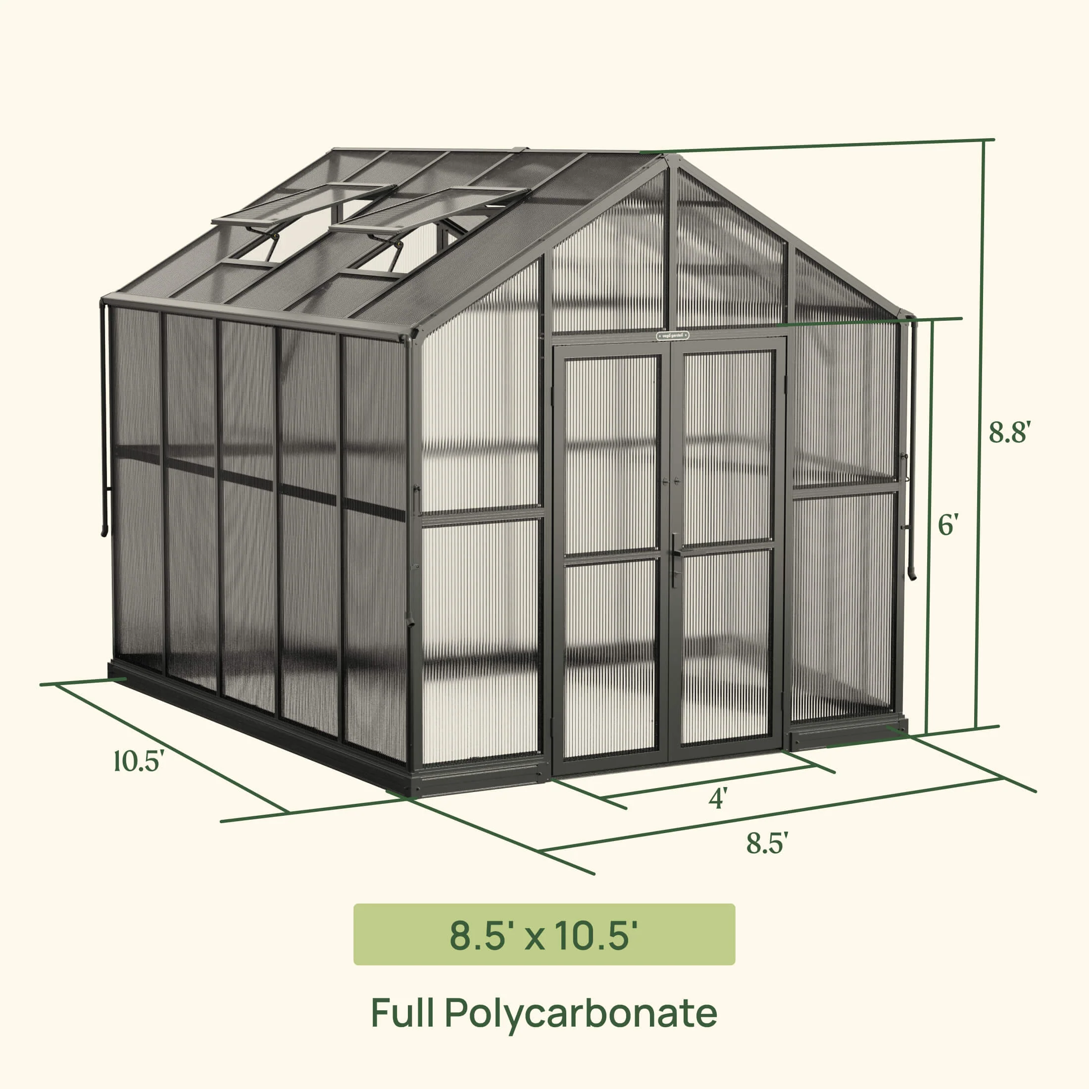 Vego Victorian Greenhouse - 8.5ft Wide - Image 6
