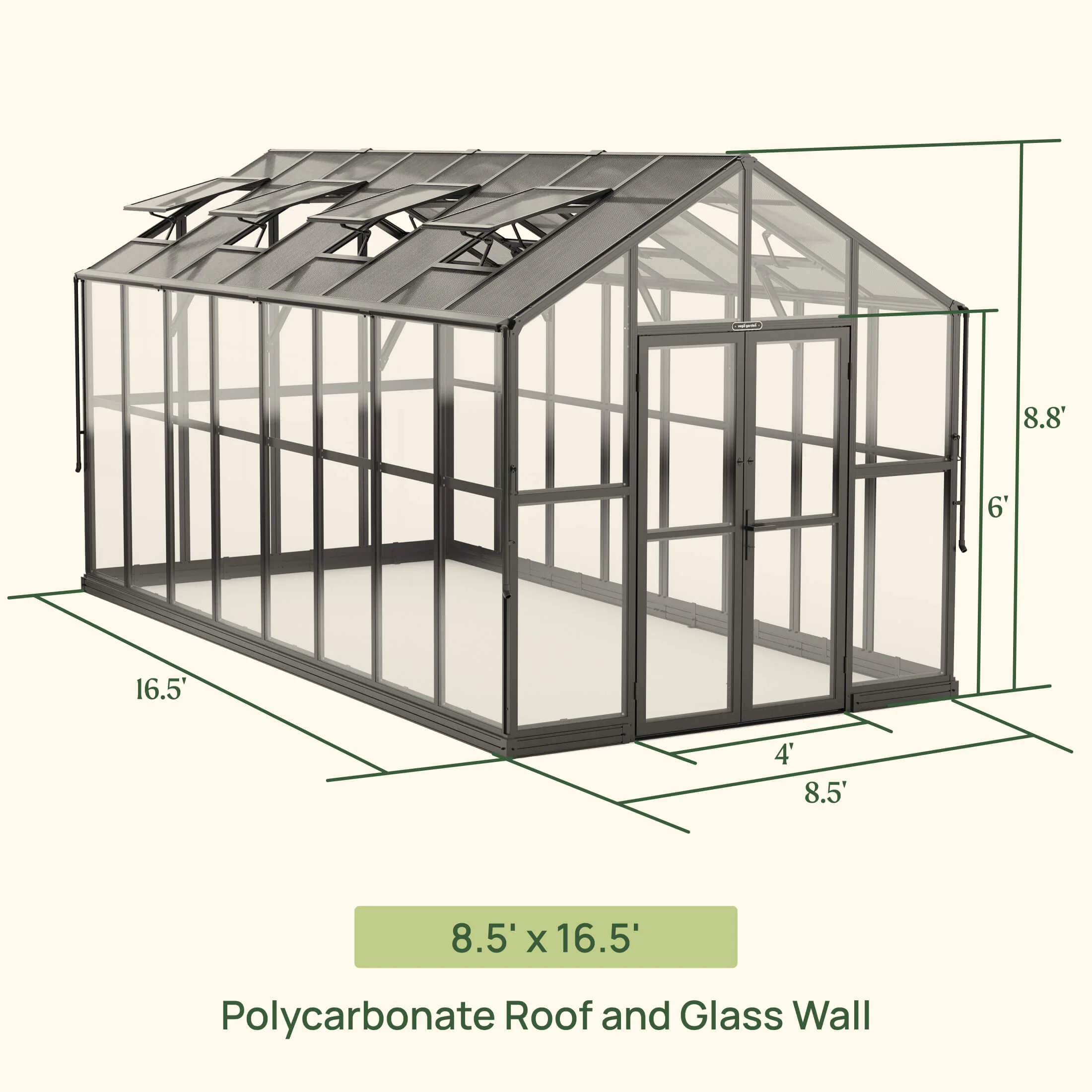 Vego Victorian Greenhouse - 8.5ft Wide - Image 7