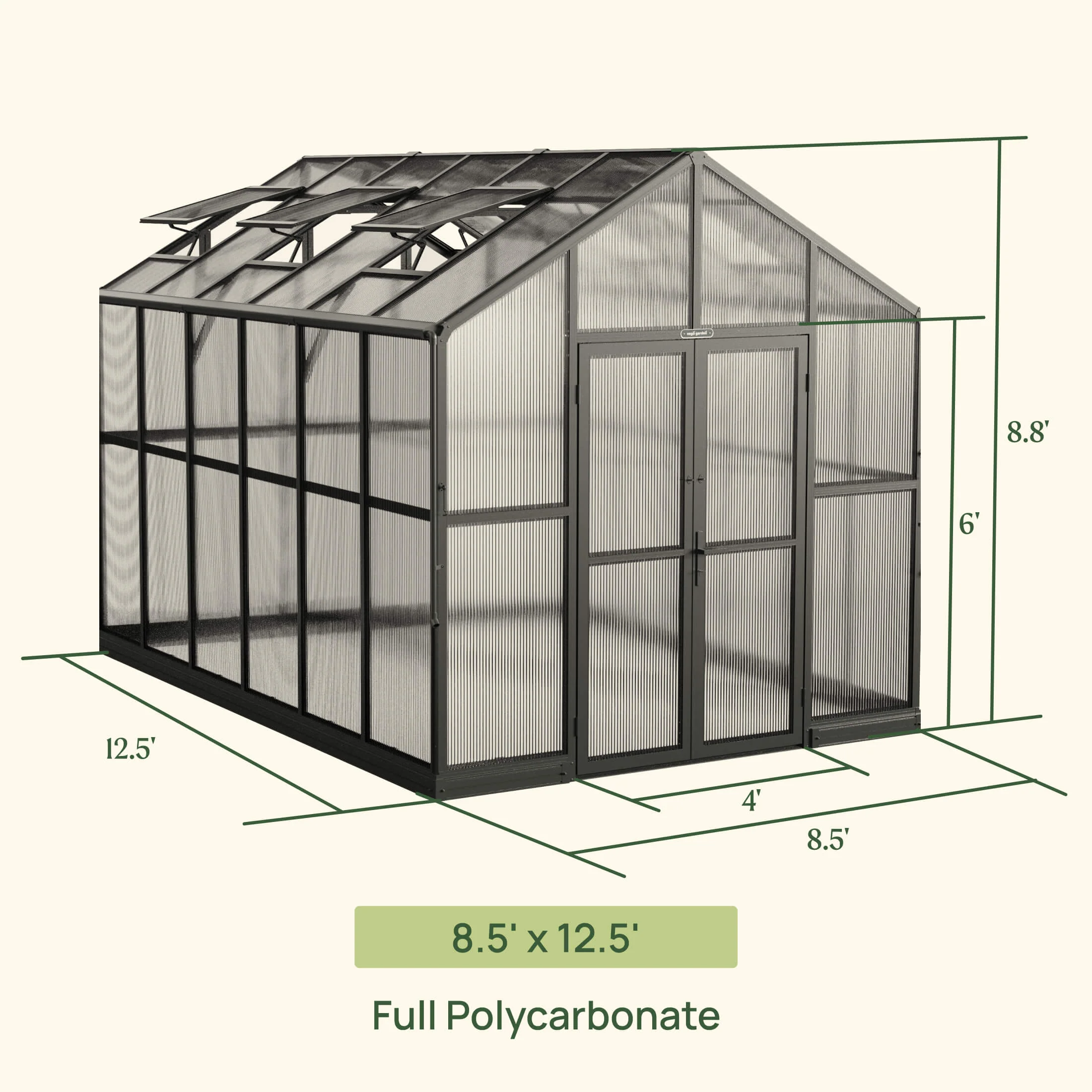 Vego Victorian Greenhouse - 8.5ft Wide - Image 8
