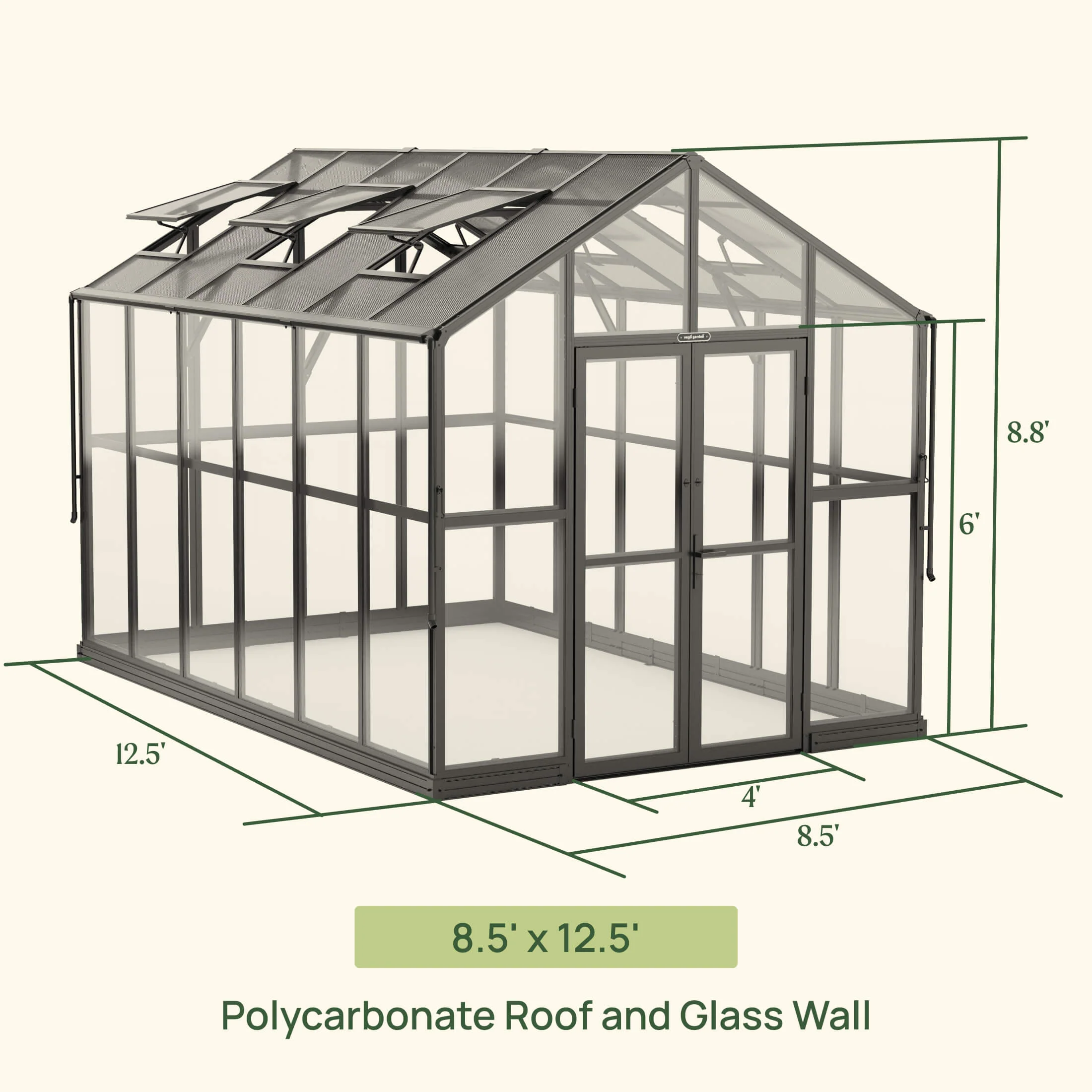 Vego Victorian Greenhouse - 8.5ft Wide - Image 9
