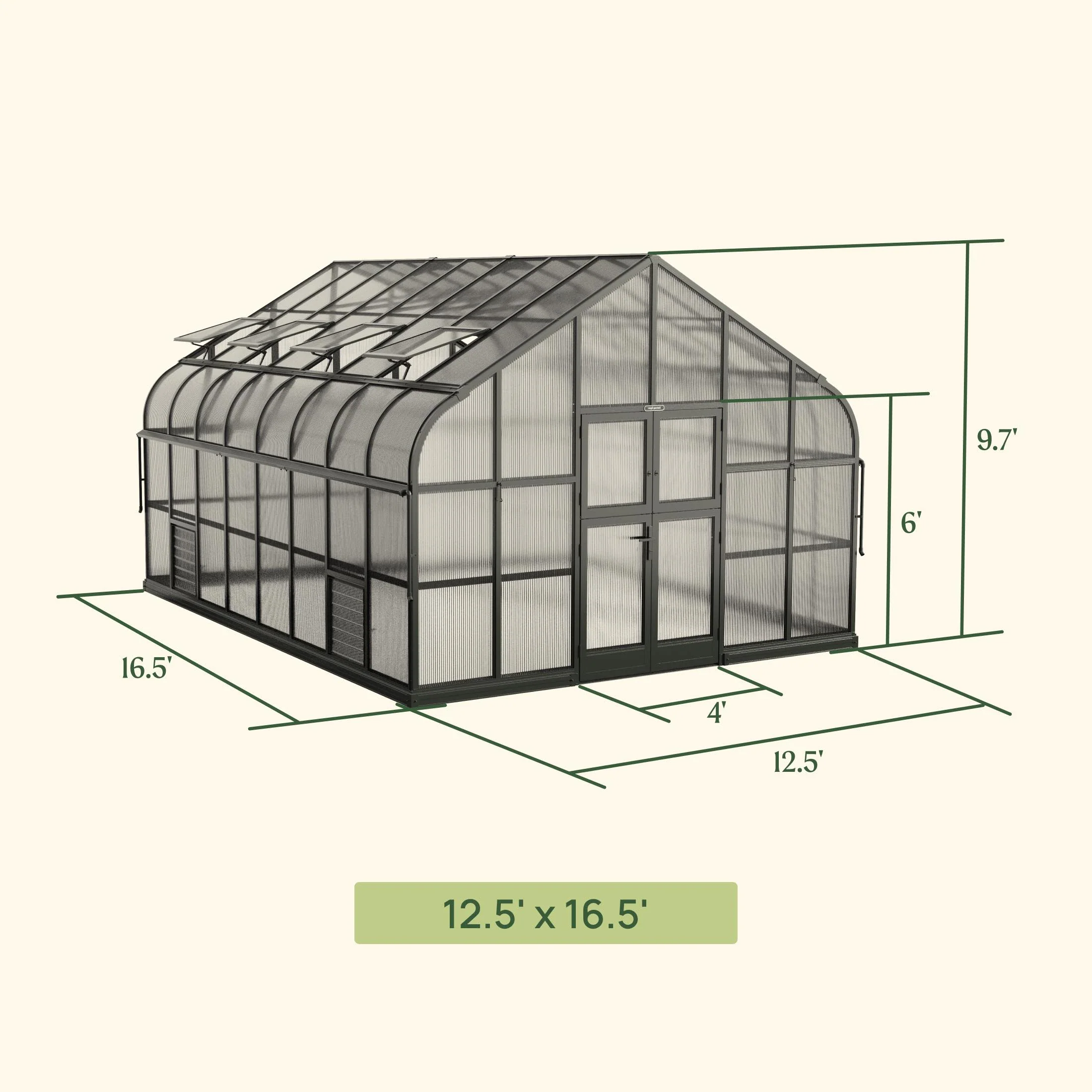 Vego Grand Pacific Greenhouse - 12.5ft Wide - Image 4