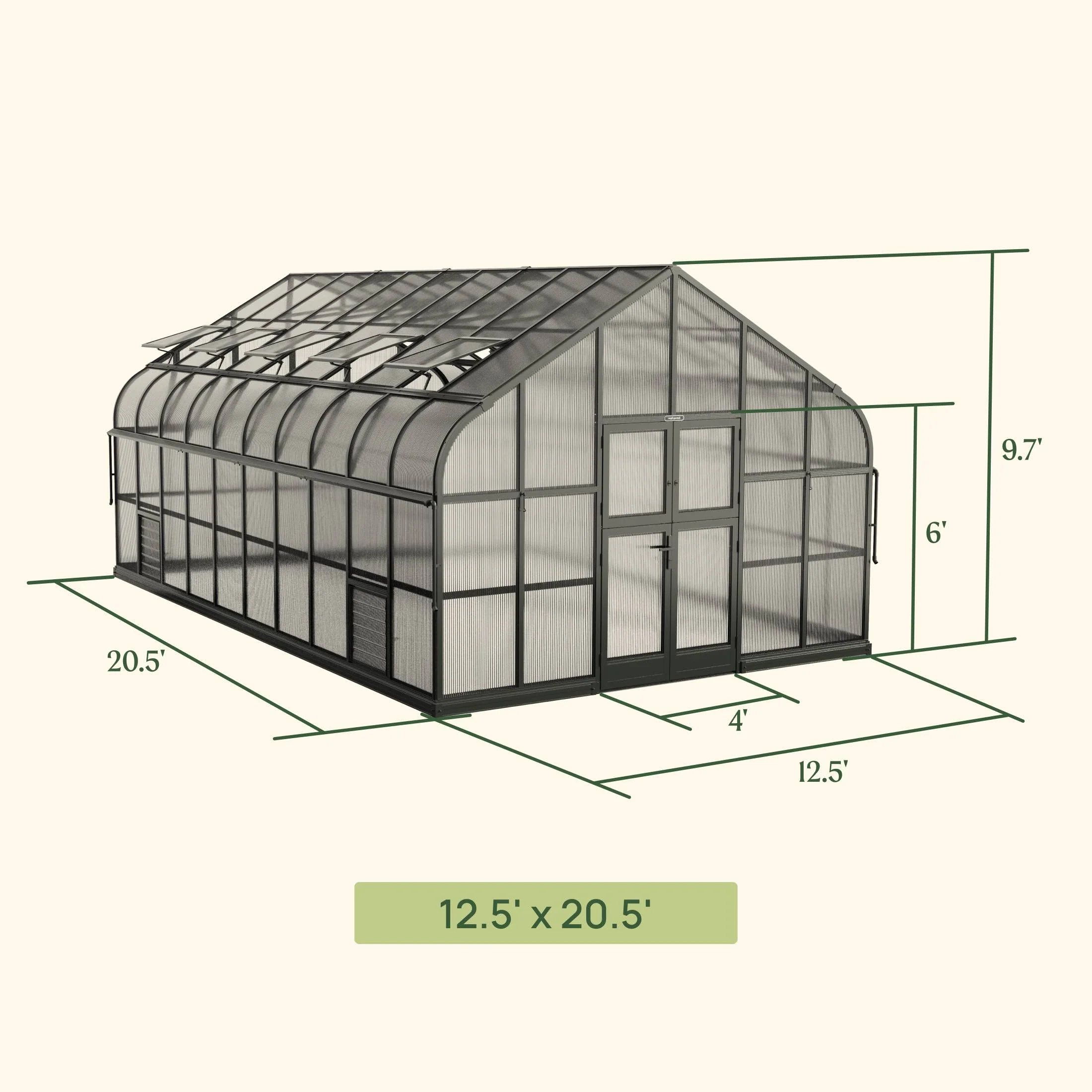 Vego Grand Pacific Greenhouse - 12.5ft Wide - Image 5