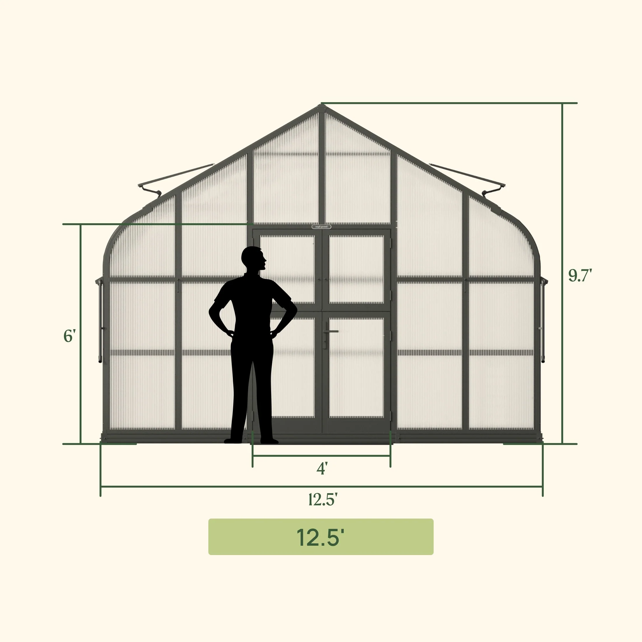 Vego Grand Pacific Greenhouse - 12.5ft Wide - Image 15