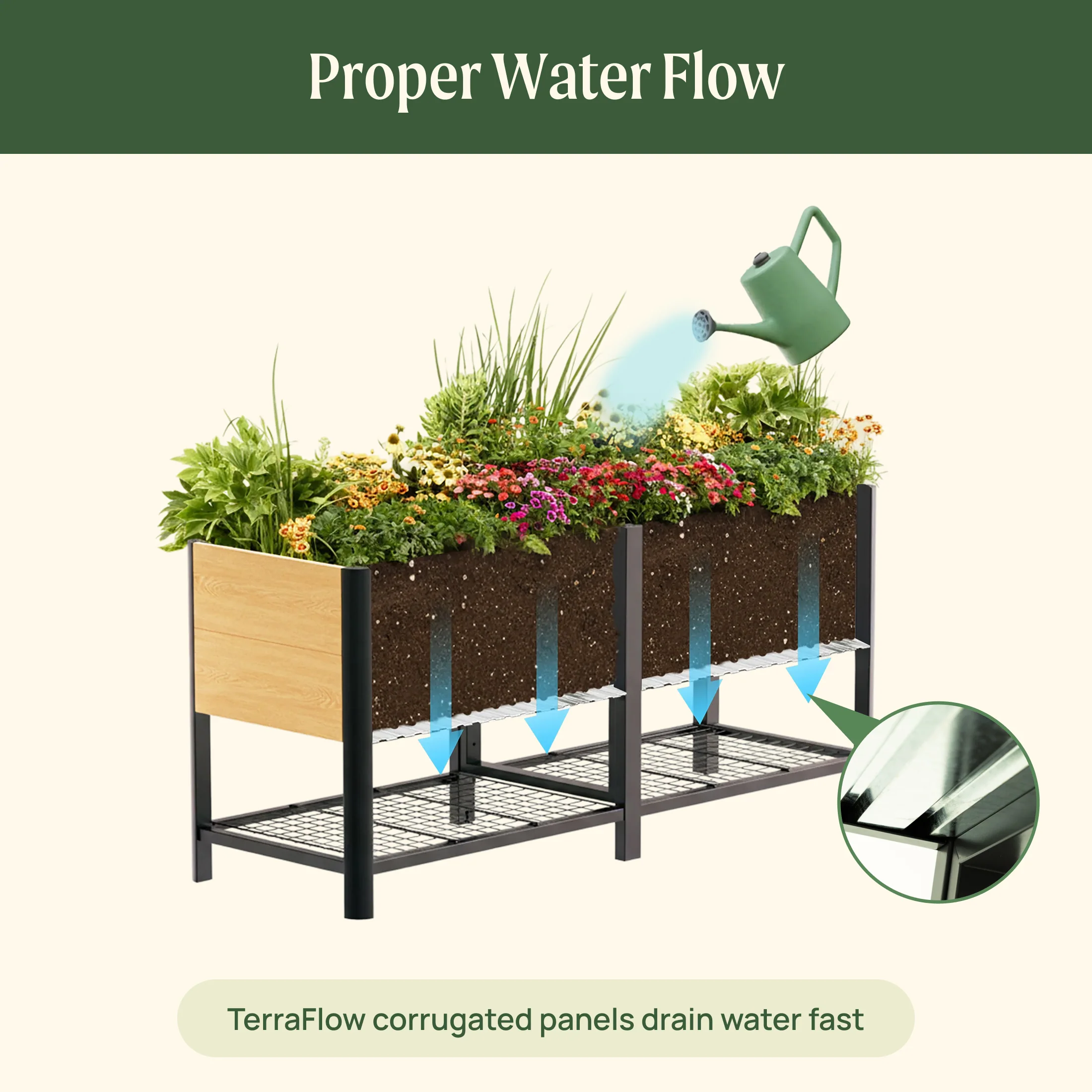Woodgrain Elevated Garden Bed  2.0' x 8.0' - Image 3