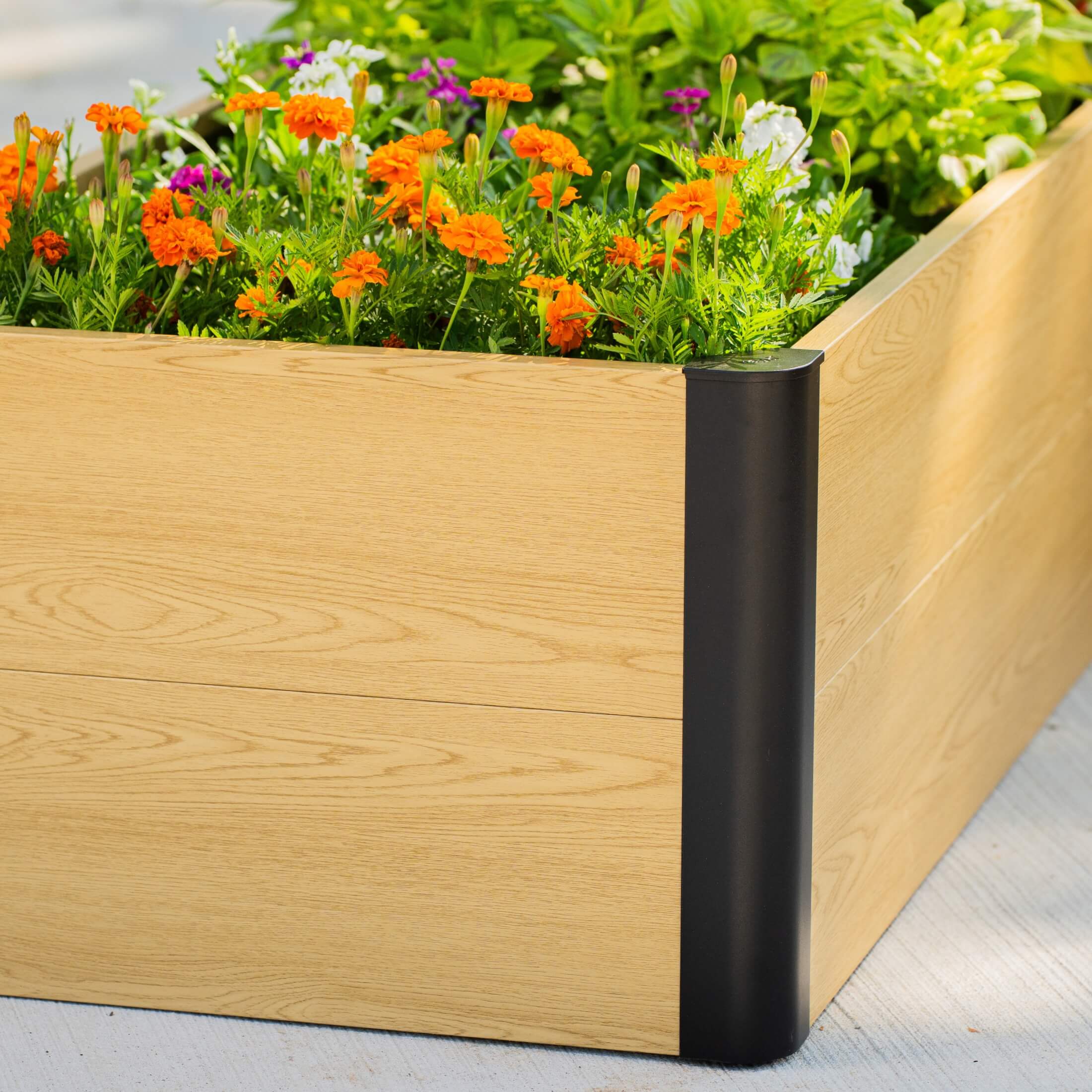 16" Tall Woodgrain 8' x 8' L-Shaped Metal Raised Garden Bed - Image 15