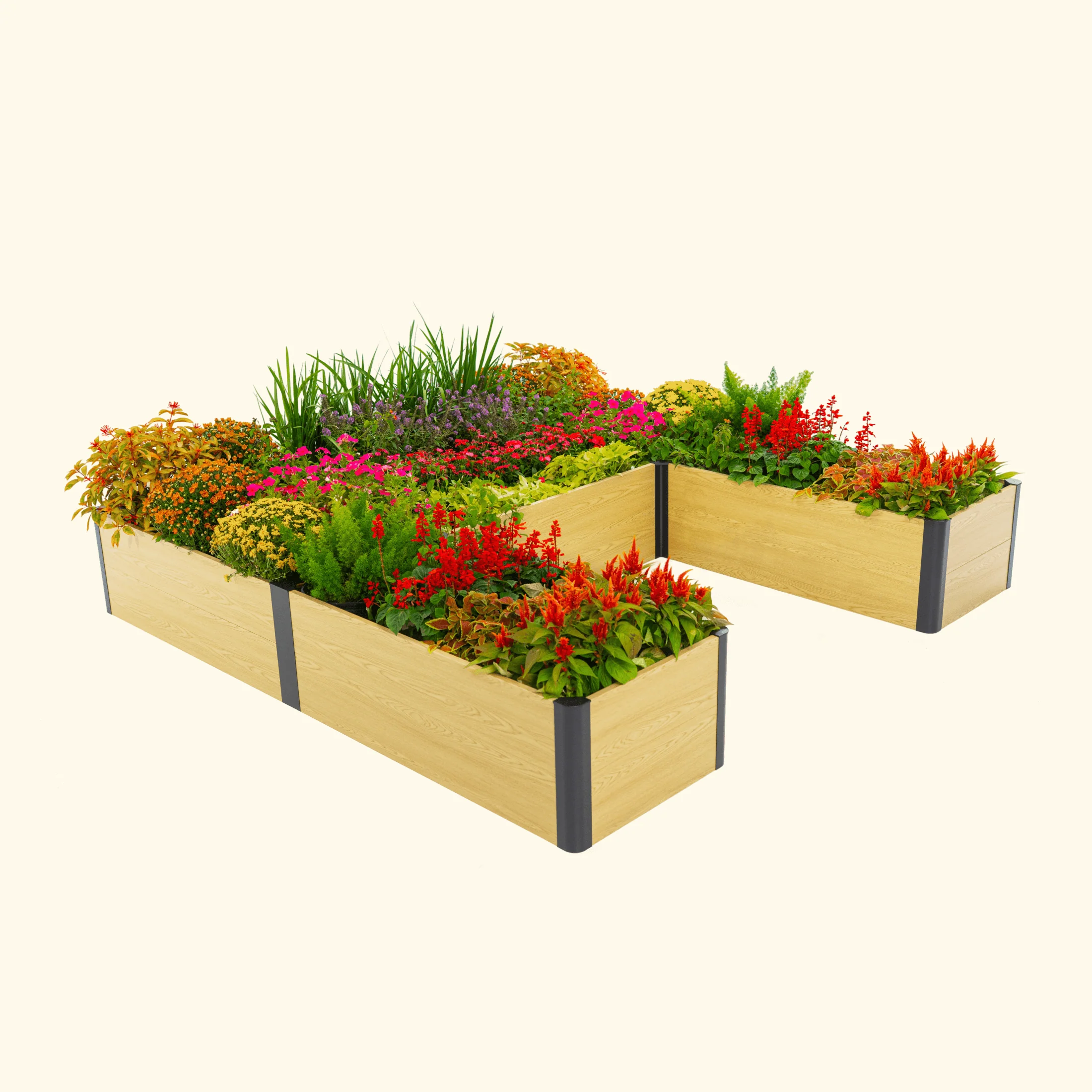 16" Tall Woodgrain 8' x 8' U-Shaped Metal Raised Garden Bed - Image 10